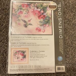 Hummingbird & Fuchsias Wall Art Kit - Pink & Green